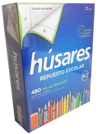 Repuesto escolar Húsares N° 3 x 480 hojas rayadas